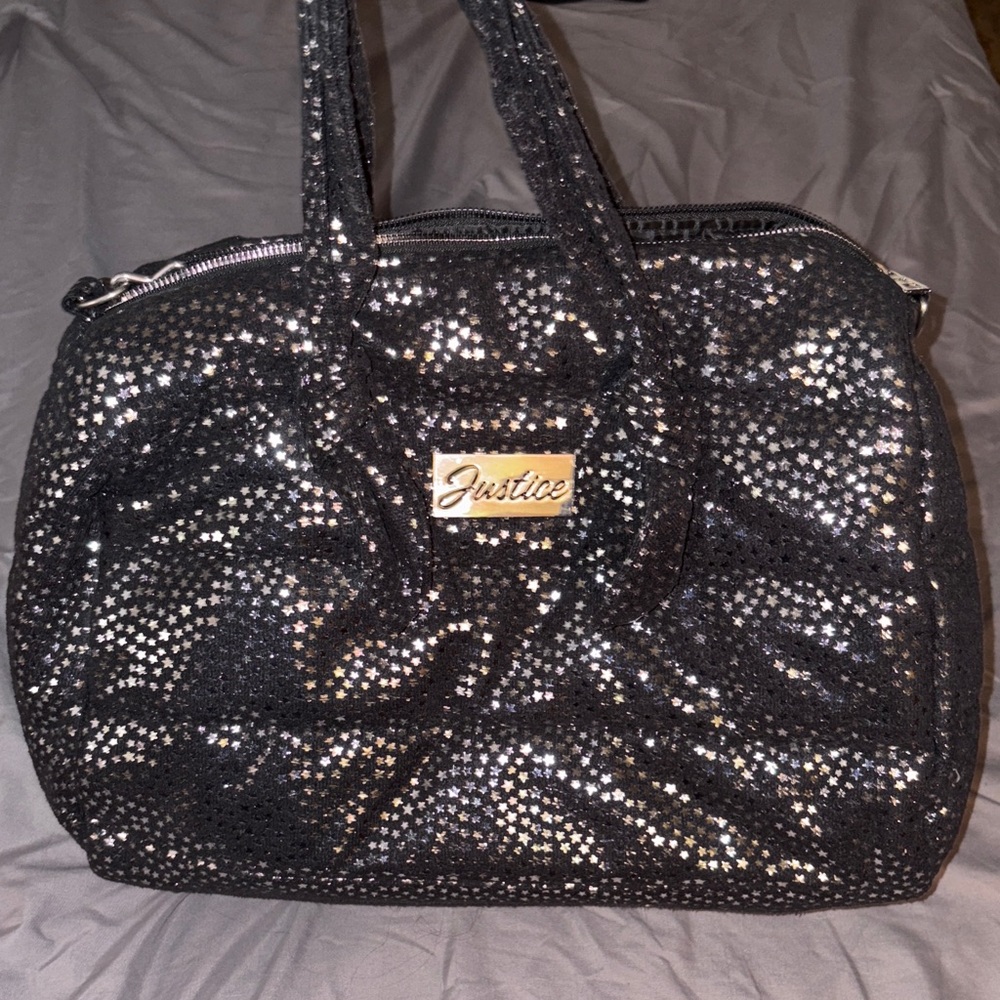 Justice Black Sparkle Tote Bag